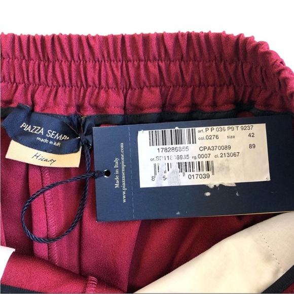 NWT Piazza Sempione Red Hilary Trousers With Back Elasticated Waistband - Picture 6 of 8
